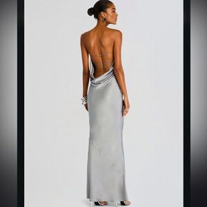 NEVER WORN - Retrofete Keaton Silk Dress in Slate Gray